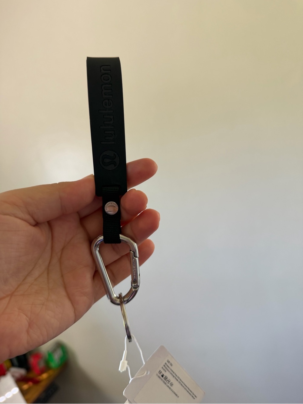 lululemon athletica Black Silicone Wrist Keychain with Metal Carabiner